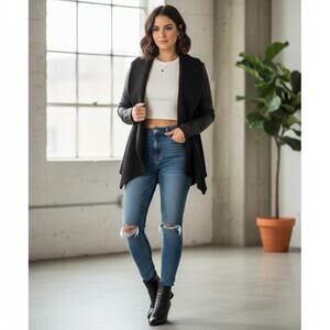 Theory Black Wool And Faux Leather Jacket